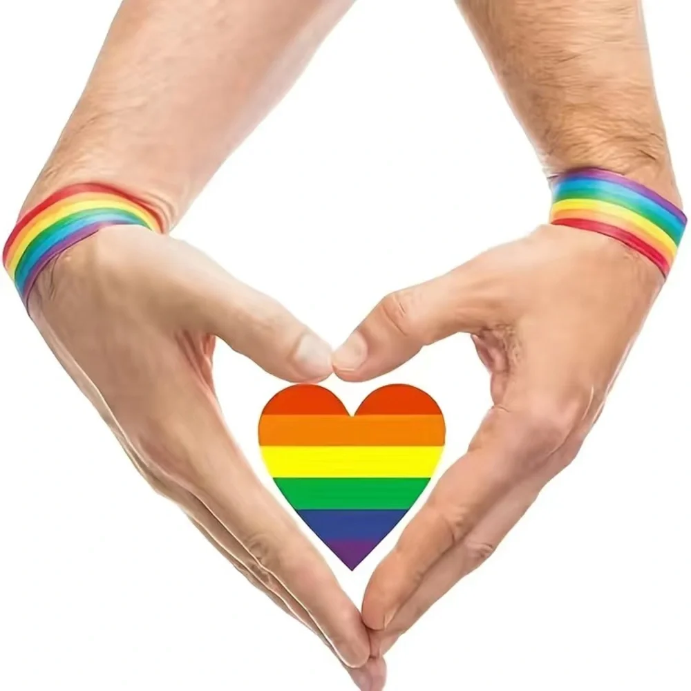 500 Pcs/Roll Rainbow Pride Stickers,1x1in LGBT Rainbow Color Heart Shaped Rolls